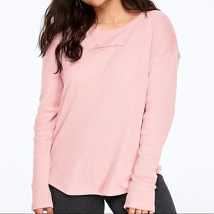 Pink Long Sleeve Waffle Crew Shirt